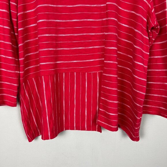 Habitat Top Womens Large Red Stripe Asymmetrical 3/4 Sleeve Clothes To Live In L - Picture 5 of 10